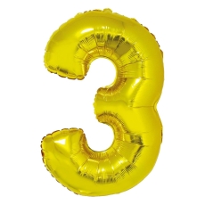 Balon foliowy "Cyfra 3", złota, 92cm-2235
