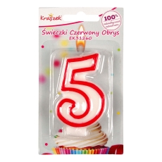 Świeczka Czerwony Obrys "5"-2420