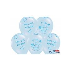 BALON BŁĘKITNY MIŚ ROCZEK URODZINY BABY 5szt-4762