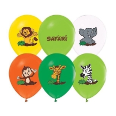 BALON SAFARI ZWIERZĄTKA DŻUNGLA 12",5szt URODZINY-4904