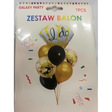 ZESTAW BALONÓW Z KONFETTI, ZŁOTO/CZARNE, BAL-5396