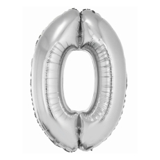 Balon foliowy "Cyfra 0", srebrna, 92cm-6014