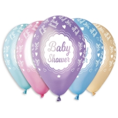 BALONY BABY SHOWER KOLOREOWE 12" 5 SZT PARTY-6086