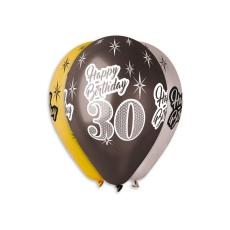 BALONY 30-TE URODZINY HAPPY BIRTHDAY12"/6szt.-7157