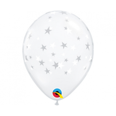 BALONY PRZEŹROCZYSTE W BIAŁE GWIAZDKI 5"/100 szt.-7672