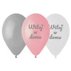 BALONY WITAJ W DOMU RÓŻOWE 12"/6szt. PASTELOWE-7690