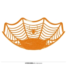 Pomarańczowa misa "pajęczyna" z pająkami (28x8 cm)-8144