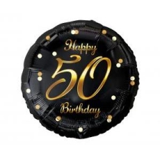 Balon foliowy B&C Happy 50 Birthday, czarny, nadru-8451