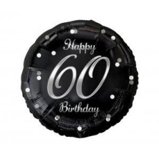 Balon foliowy B&C Happy 60 Birthday, czarny-8480