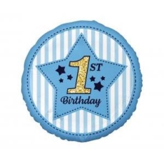Balon foliowy 1st Birthday, niebieski, 18"-8494