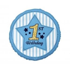 Balon foliowy 1st Birthday, niebieski, 18"-8494
