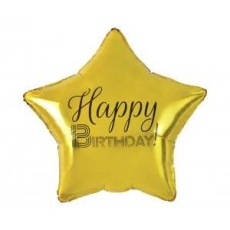 Balon foliowy Happy Birthday, gwiazda złota-8498