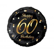 Balon foliowy B&C Happy 60 Birthday, czarny-8499