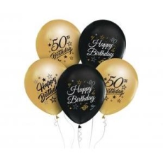 Balony Beauty&Charm 12" z nadrukiem "50", złote i -8500