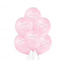 Balony D11 Chrzest Święty różowe, 6 szt.-9096