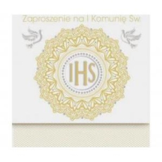 Zaproszenie kwadrat Hostia 120x120 Komunia 10szt-9112