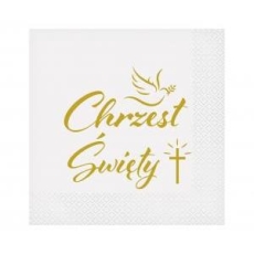 Serwetki Chrzest Święty gołąbek i krzyż 33x33 20sz-9131
