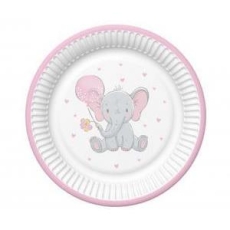 Talerzyki Baby Elephant with Pink Ballon, 8 szt.-9139