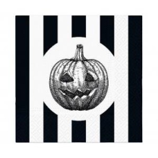 SERWETKI PAPIEROWE HALLOWEEN, BIAŁO-CZARNA DYNIA-9414