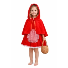 ZESTAW CZERWONY KAPTUREK SPÓDNICA PELERYNA KOSZ-9586