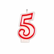 Świeczka Czerwony Obrys "5"-9615
