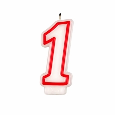 Świeczka Czerwony Obrys "1"-9624