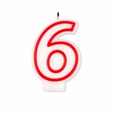 Świeczka Czerwony Obrys "6"-9628
