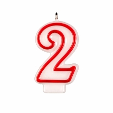 Świeczka Czerwony Obrys "2"-9632
