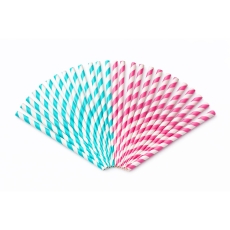 Papierowe słomki 12/12 urodziny  niebieskie/różowe-9652