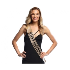 Szarfa "Happy Birthday", złota -9696