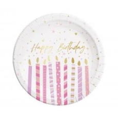 Talerzyki papierowe Birthday Candles, FSC, 23 cm, -9864