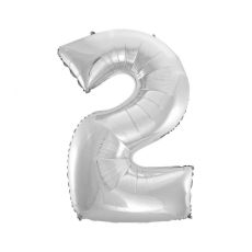 Balon foliowy "Cyfra 2", srebrna, 92cm-9875