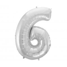 Balon foliowy "Cyfra 6", srebrna, 92cm-9876