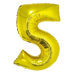 Balon foliowy "Cyfra 5", złota, 85cm-2242