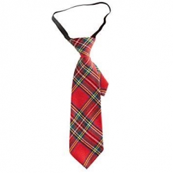 Czerowony Krawat w Szkocką Kratę-3552