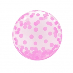 Balon kryształowy, różowe grochy, 18"-4782