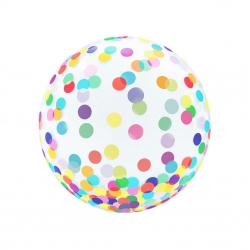 Balon kryształowy, kolorowe grochy, 18"-4786