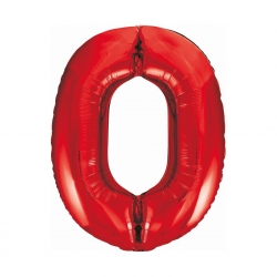 Balon foliowy Cyfra 0, czerwona, 85cm-4938