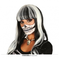 PERUKA BIAŁO CZARNA ,HALLOWEEN,SZKIELET-5137