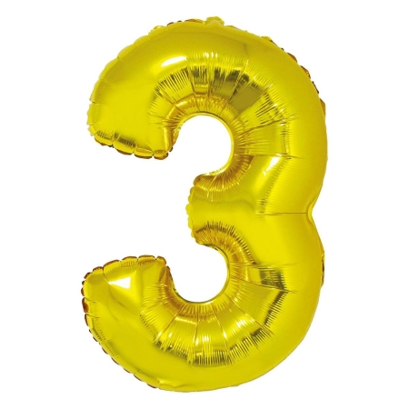 Balon foliowy "Cyfra 3", złota, 92cm-2235