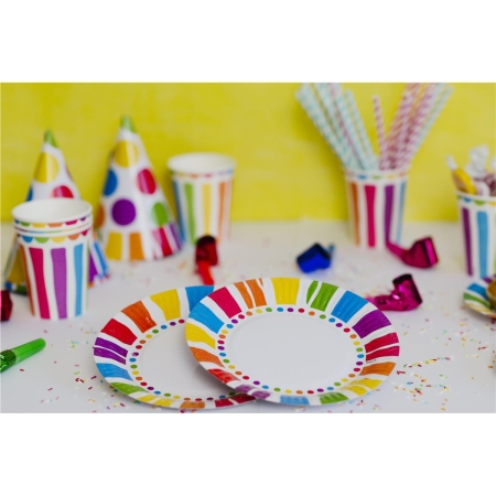 Papierowe tęczowe talerzyki 6szt – 18cm-3207