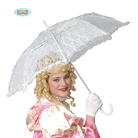 BIAŁY PARASOL KOMUNIA ŚLUB 60 X 70 CM. KORONKOWY-4287