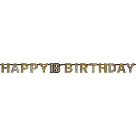 BANER 18 URODZINY,HAPPY BIRTHDAY,ZŁOTY-5043