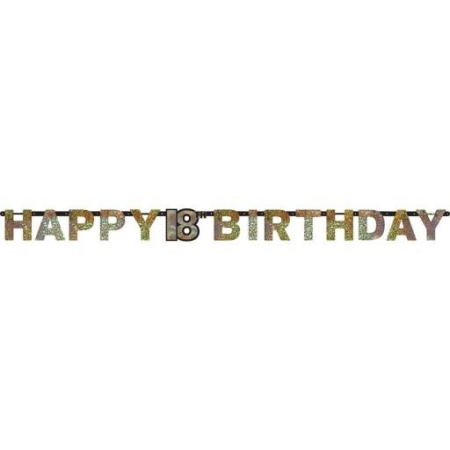 BANER 18 URODZINY,HAPPY BIRTHDAY,ZŁOTY-5043