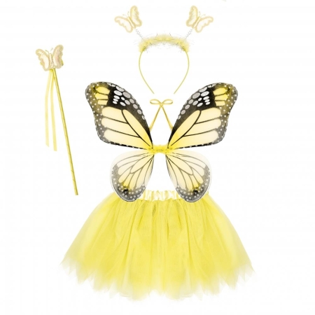 Zestaw Motyl żółty:spódnica,skrzydła,opaska,różdżk-5478