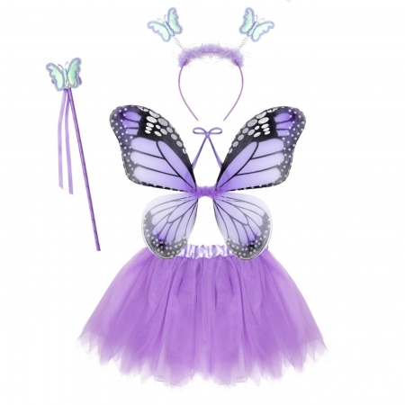 Zestaw Motyl fiolet:spódnica skrzydła różdżka opas-5479