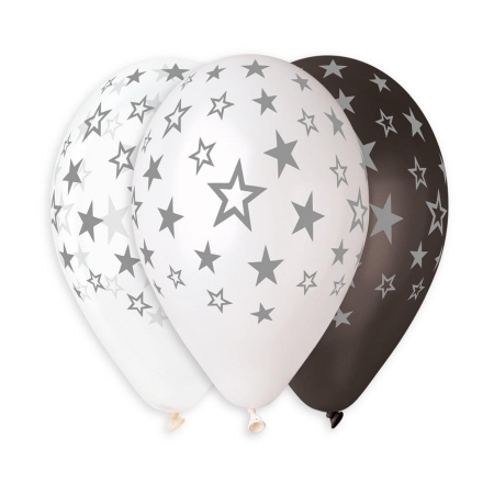 BALONY W GWIAZDKI SREBRNE,URODZINY,NOWY ROK,6SZT-5859