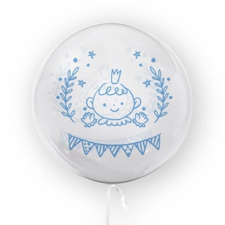 BALON PRZEJRZYSTA KULA CHŁOPIEC 45cm BABY SHOWER-6655