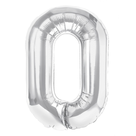 BALON FOLIOWY SREBRNY CYFRA 0 100cm URODZINY-7450