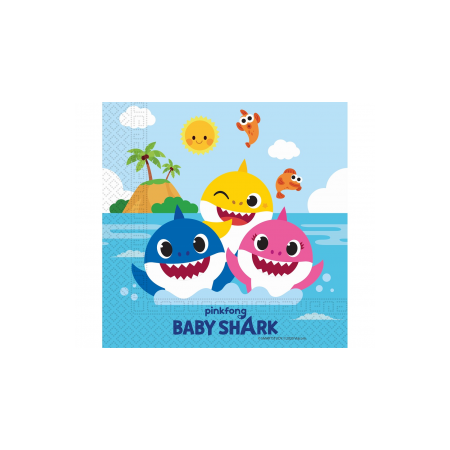 SERWETKI BABY SHARK 33x33, 20szt URODZINY KARNAWAŁ-7524